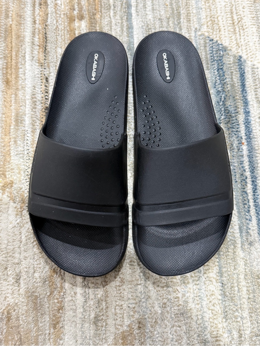 Okabashi Black Slide Sandals with Textured Footbed